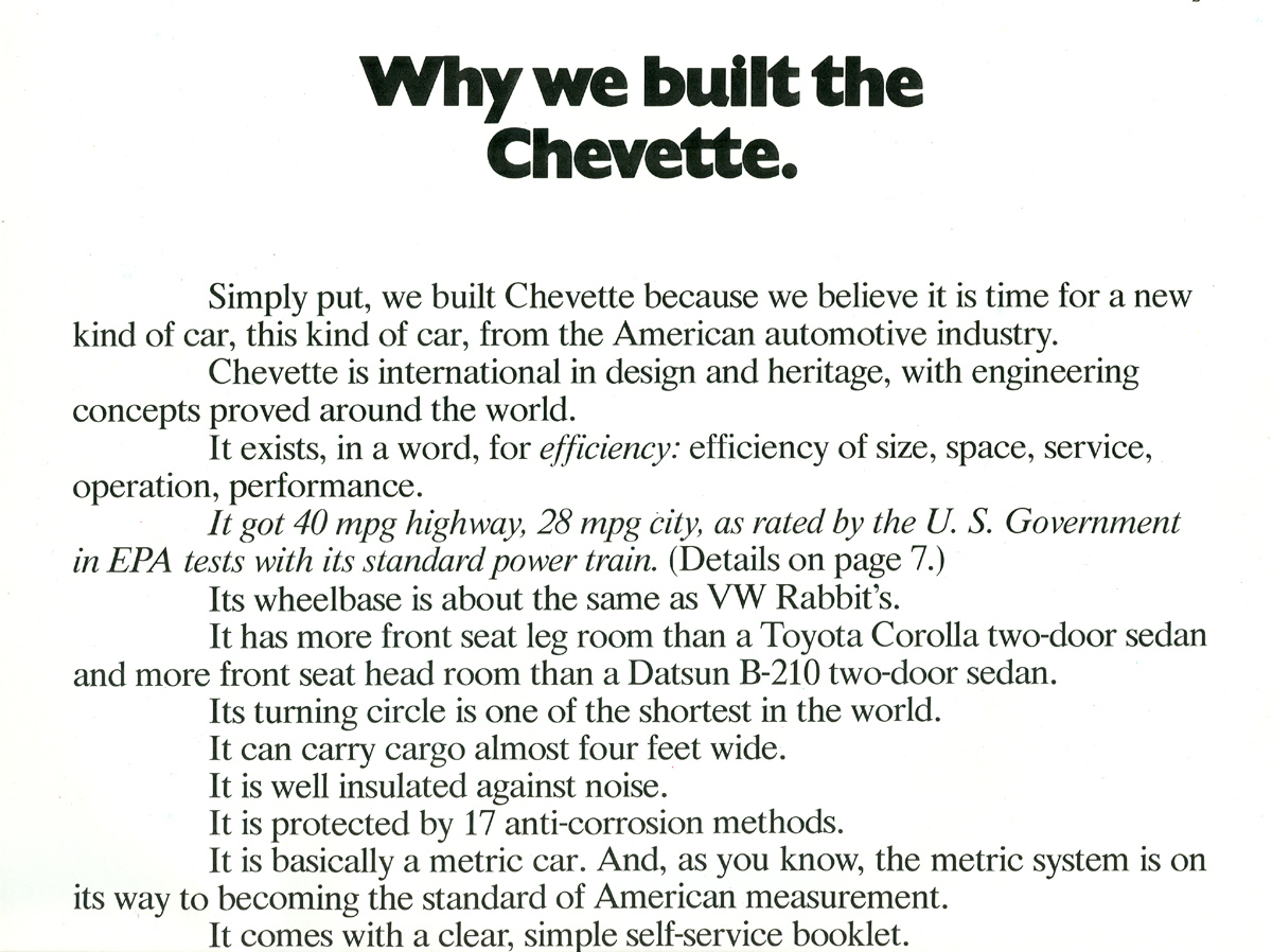 1976 Chev Chevette Brochure Page 15